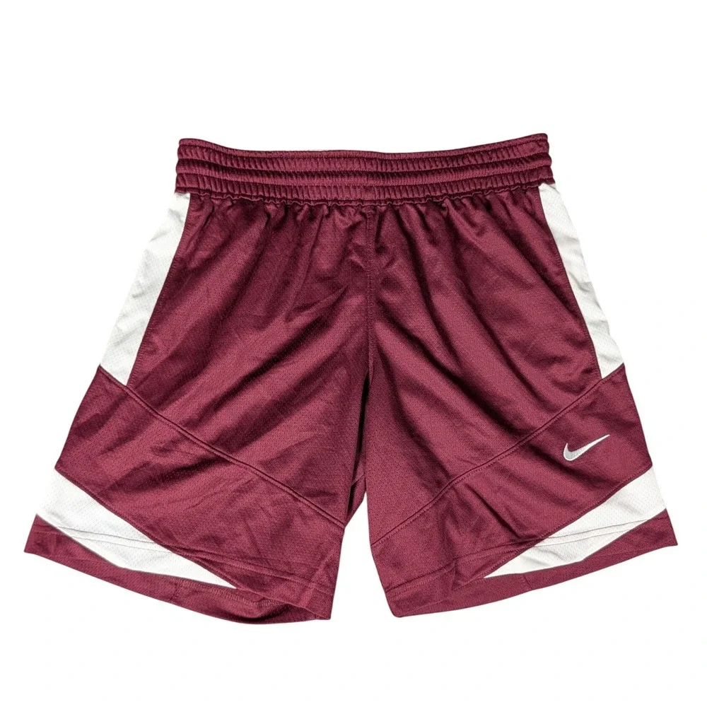 Nike Dri-FIT Mens Basketball Shorts Maroon‎ Burgundy White Team Engineered S